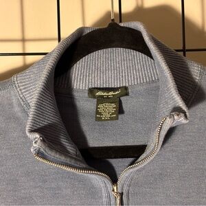 Eddie Bauer Men's Sky Blue Zip-Neck Sweater